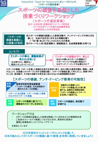 ご案内 スポーツ庁 公益財団法人日本アンチ ドーピング機構主催 スポーツの価値を基盤とした授業づくりワークショップ Sport For Tomorrow